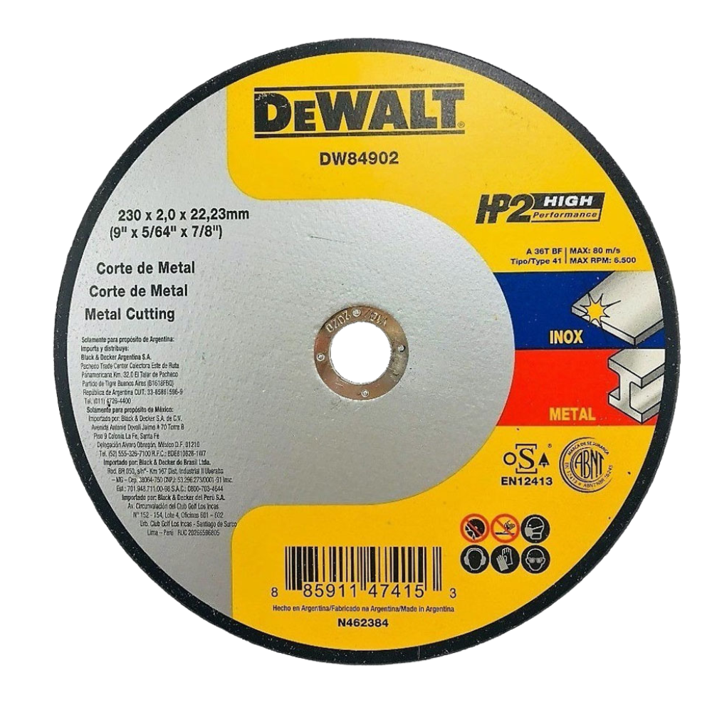 DISCO DE CORTE 9" X 5/64" X 7/8" PLANO INOXIDABLE