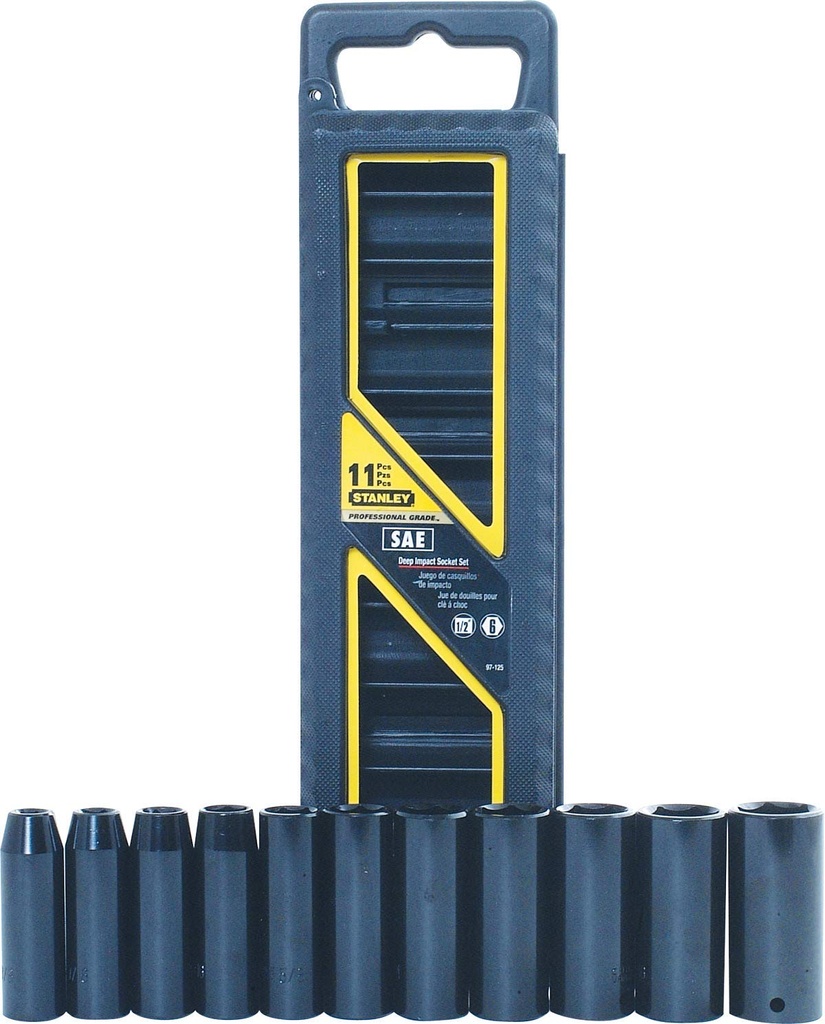 JUEGO DE DADOS DE IMPACTO LARGOS MANDO 1/2" DE 3/8" A 1" 6(PTS) 11(PZS)