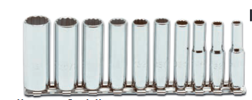JUEGO DE DADOS LARGOS MANDO 1/4" DE 3/16" A 9/16" 12(PUNTAS) 12(PIEZAS) 