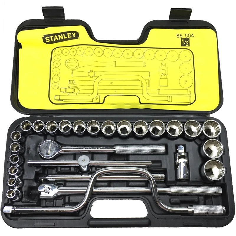JUEGO DE DADOS Y PALANCAS MANDO 1/2" DE 10 A 32(MM) 12(PUNTAS) 29(PIEZAS)