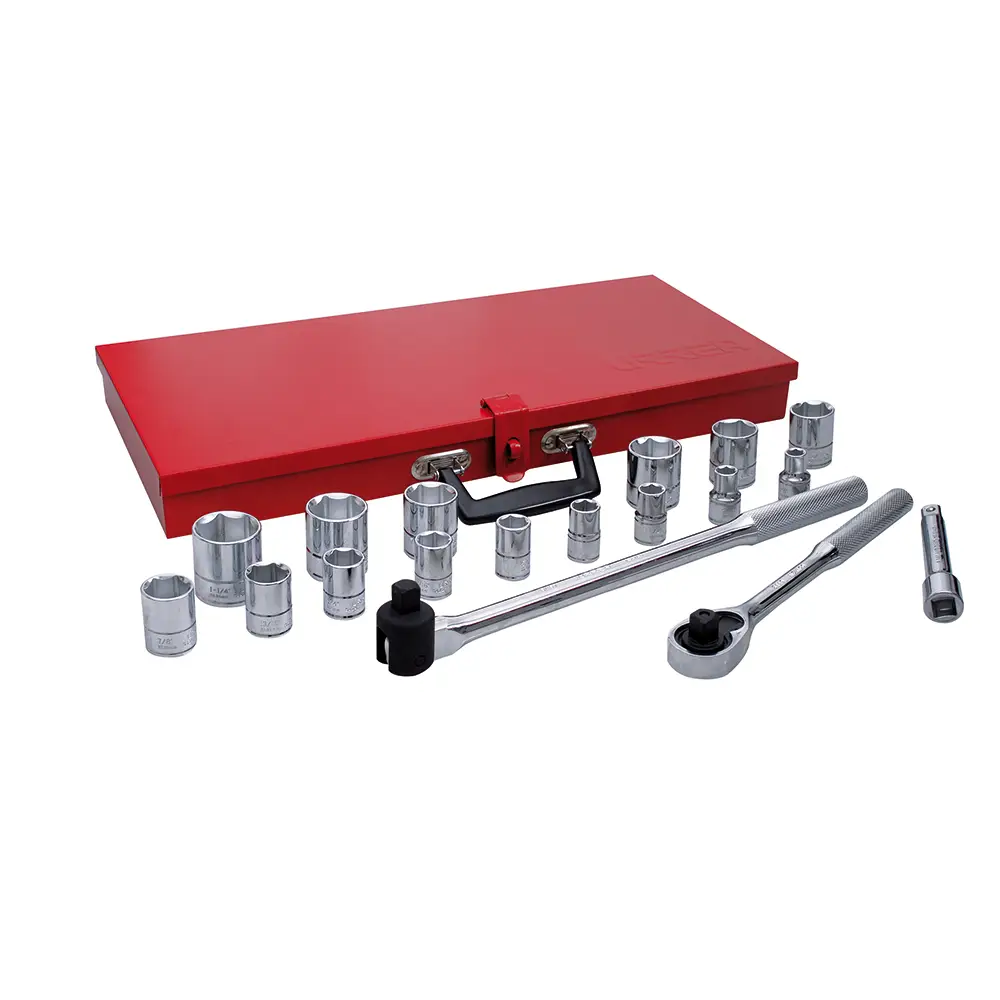 JUEGO DE DADOS Y PALANCAS MANDO 1/2" DE 3/8" A 1-1/4" 6(PUNTAS) 19(PIEZAS)