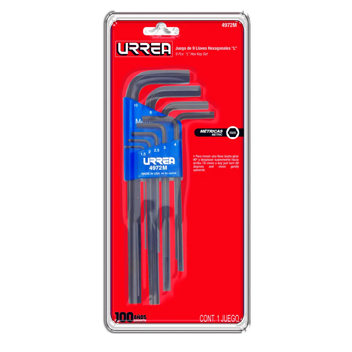 JUEGO DE LLAVES ALLEN 1.5 A 10(MM) LARGAS 9(PIEZAS)