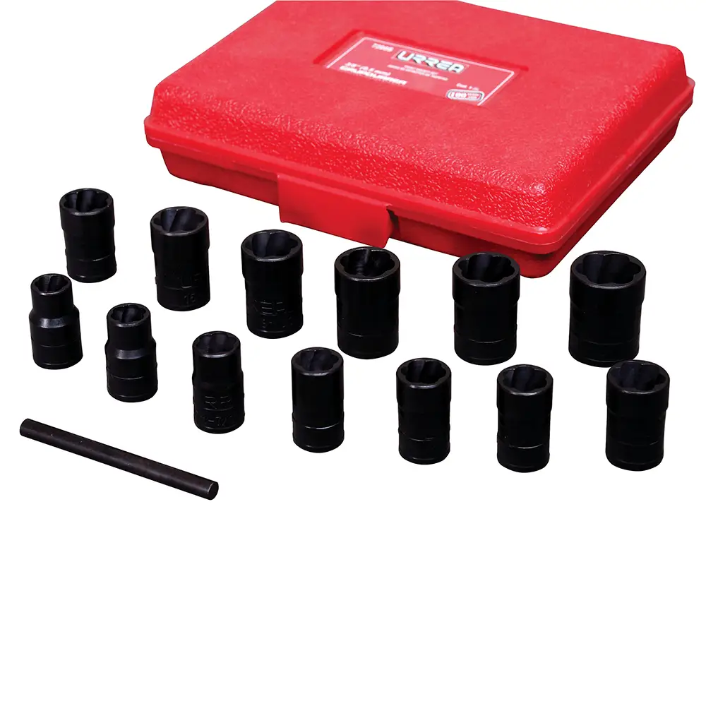 JUEGO DE EXTRACTORES DE TUERCAS BARRIDAS 3/8"-3/4" Y 10-19MM 14 (PIEZAS)