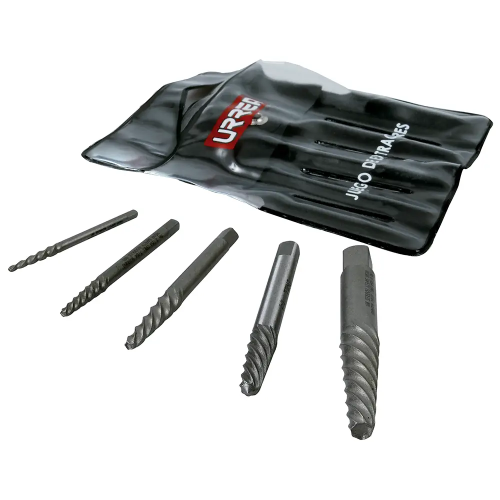 JUEGO DE EXTRACTORES DE PERNOS ROTOS 1/8" A 3/4" 5(PIEZAS) COLA DE COCHINO