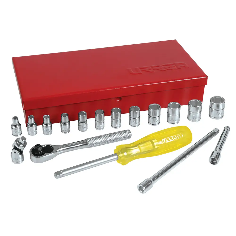 JUEGO DE DADOS Y PALANCAS MANDO 1/4" DE 5/32" A 1/2" 6(PUNTAS) 17(PIEZAS) 