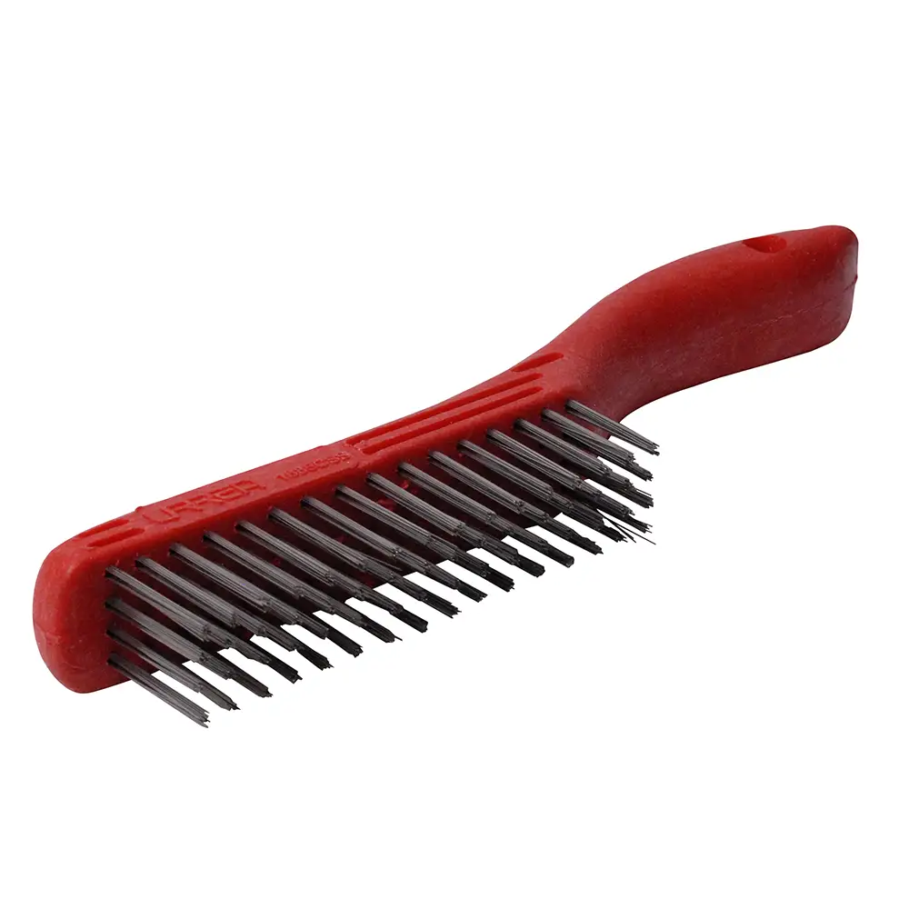CEPILLO DE ACERO INOXIDABLE 4 FILAS MANGO PLASTICO