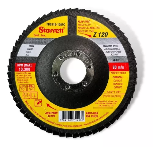 [ST-FDS115-120FC] DISCO DE LIJA FLAP 4-1/2" GRANO #120