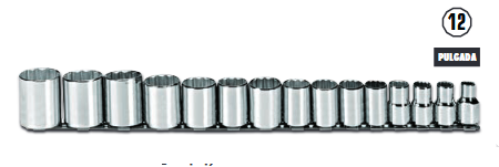 [54114] JUEGO DE DADOS MANDO 1/2" DE 3/8" A 1-1/4" 12(PUNTAS) 15(PIEZAS) 