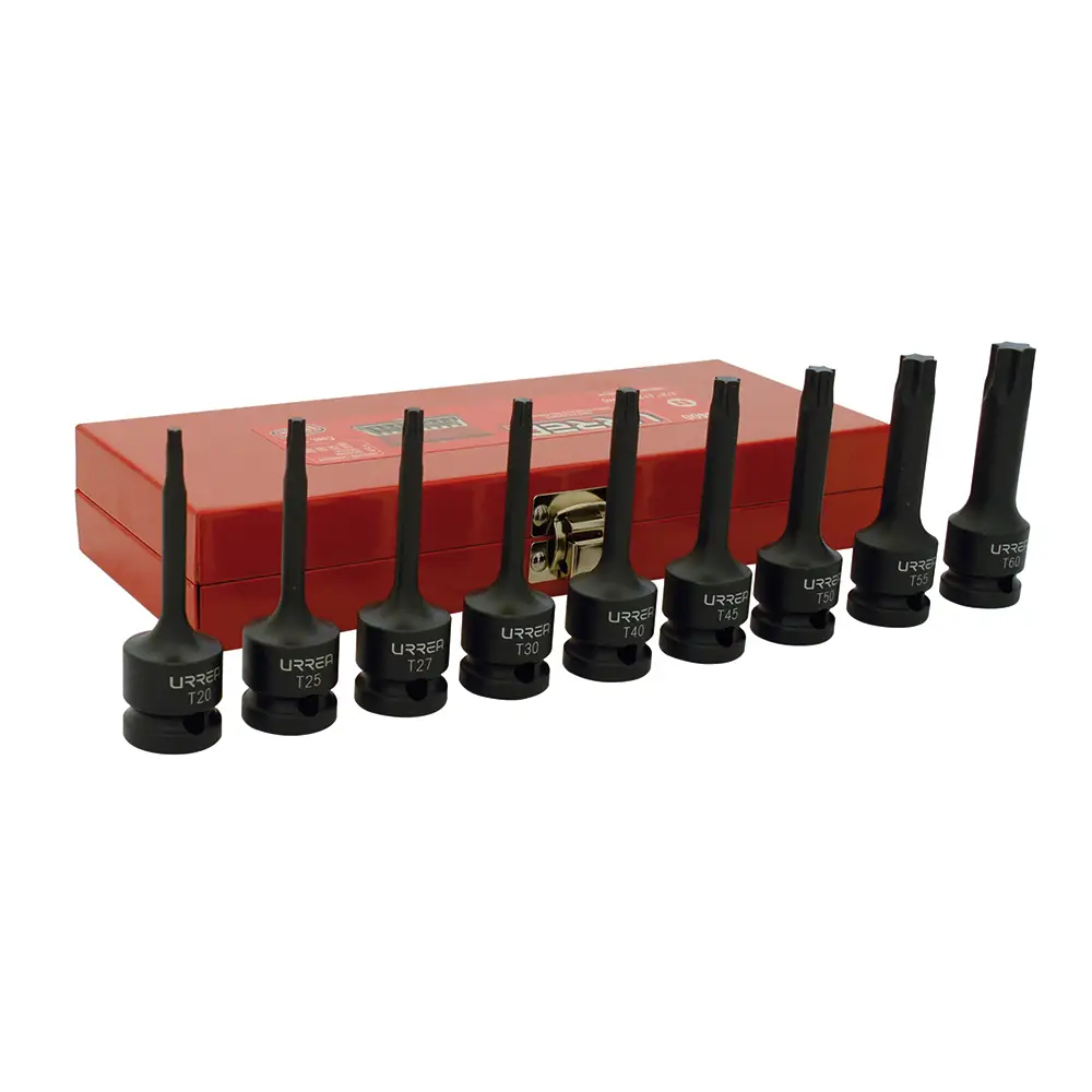 [U74400] JUEGO DE DADOS PUNTA TORX DE IMPACTO MANDO 1/2 (T20-T60) 9(PZS)