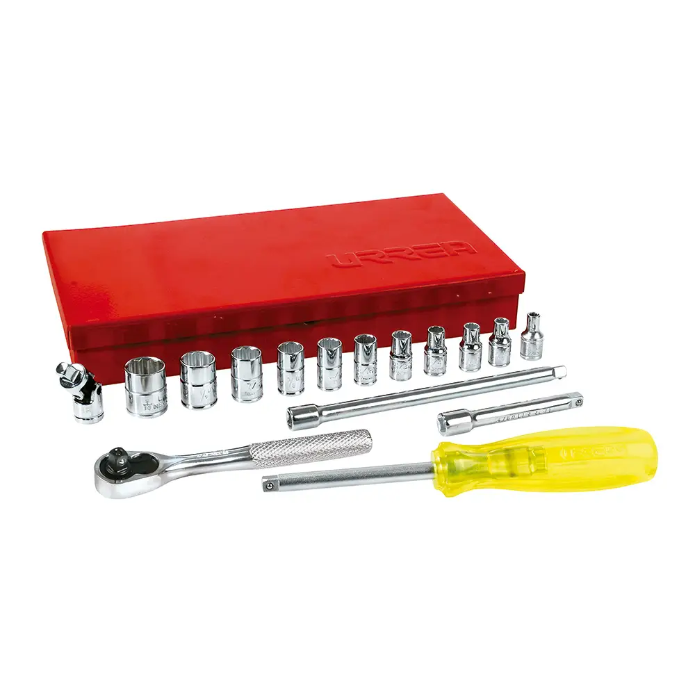 [U47111] JUEGO DE DADOS Y PALANCAS MANDO 1/4" DE 5/32" A 9/16" 12(PUNTAS) 17(PIEZAS)