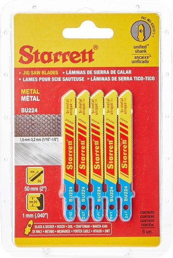 [ST-BU224] JUEGO DE SIERRAS PARA CALADORA PARA METAL 51(MM) X 7.5(MM) X 1(MM) X 24(DT) CORTE RECTO/CURVO BI METAL UNIQUE 5(PIEZAS)