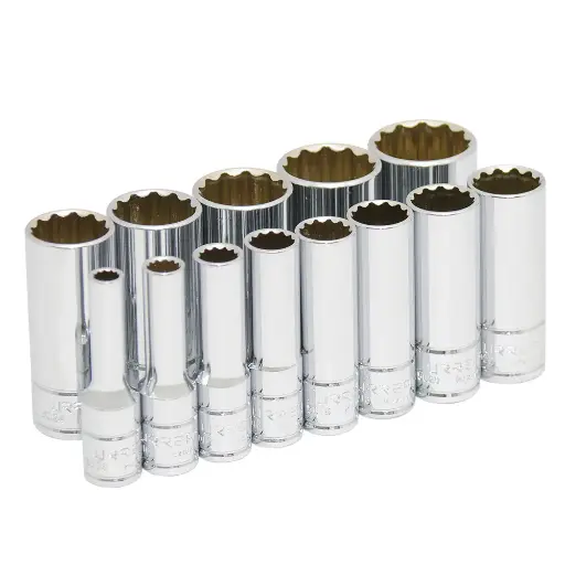 [U52112] JUEGO DE DADOS LARGOS MANDO 3/8" - 1" 13(PIEZAS)