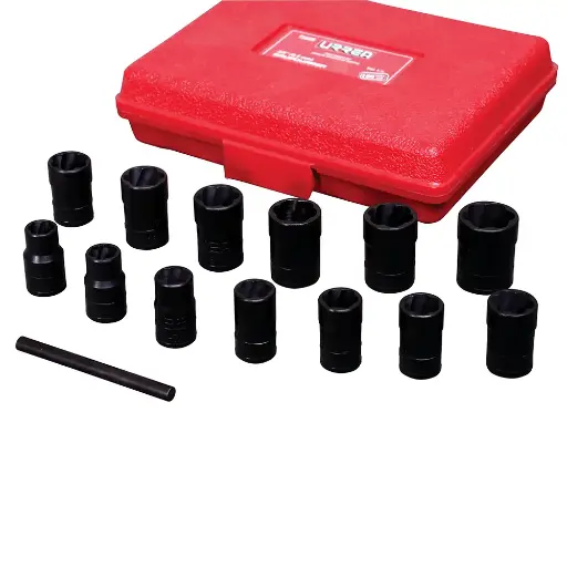 [U7200S] JUEGO DE EXTRACTORES DE TUERCAS BARRIDAS 3/8"-3/4" Y 10-19MM 14 (PIEZAS)