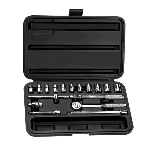 [86-117] JUEGO DE DADOS Y PALANCAS MANDO 1/4" DE 4 A 13(MM) 6(PUNTAS) 18(PIEZAS)
